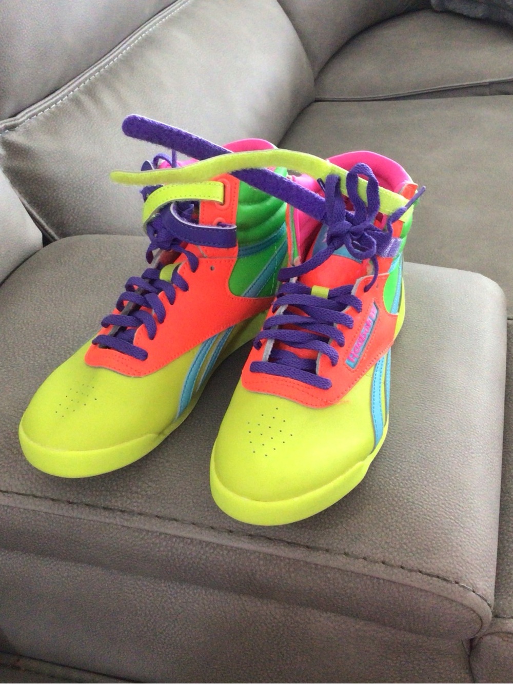 Reebok Kids High-Top Sneakers - Neon Lime, Hot Pink & Purple